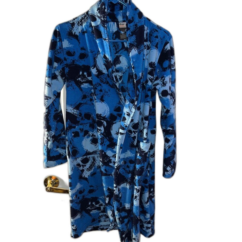 Urban Pipeline Boys Blue Camo Skulls Robe L 12-14